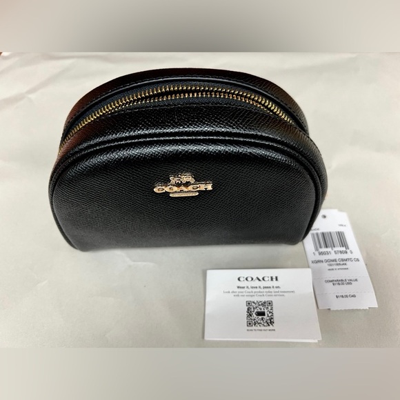 Coach Canvas Dome Cosmetic Makeup Case Black With Logo $118 - Picture 1 of 5